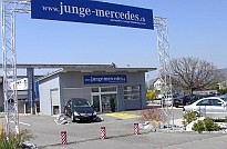 Zabezpečení výjezdu výsuvnými sloupy DAKOTA u prodejny Mercedes – Švýcarsko